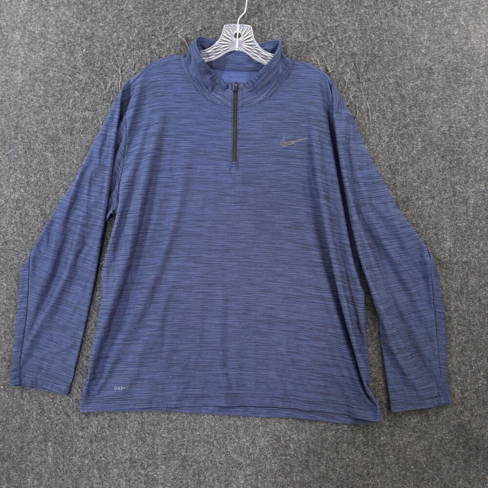 Nike Breathe Pullover Men's XL Blue Dri-FIT 1/4 Zip Running Shirt 940177-429